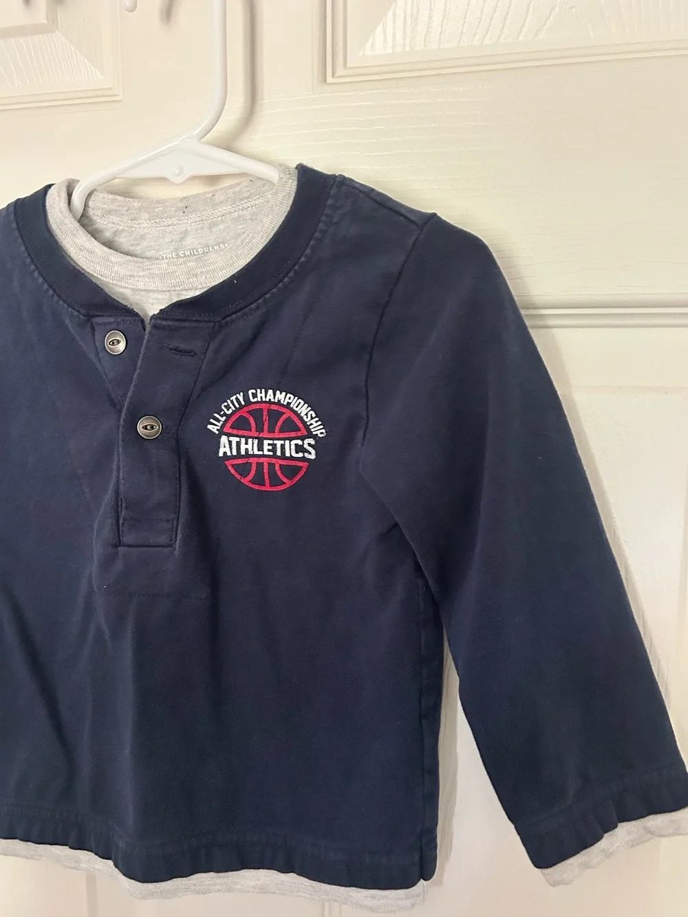 Baby Boy, The Children’s Place,Navy Basketball Long Sleeve Layered Henley Shirt